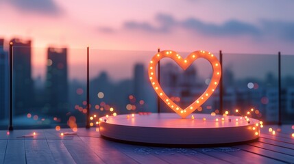 Fairy lights around a heart-shaped display
