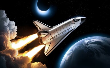 Space shuttle launching into orbit