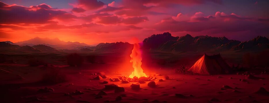 firecamp desert 4K Video
