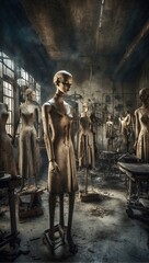 Factory of broken female mannequins - 755864683