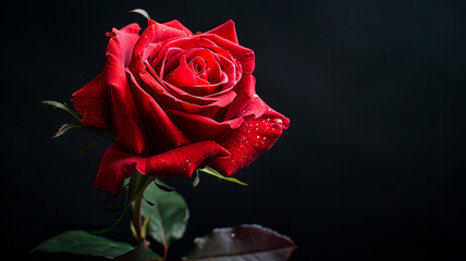 red rose flower on black background