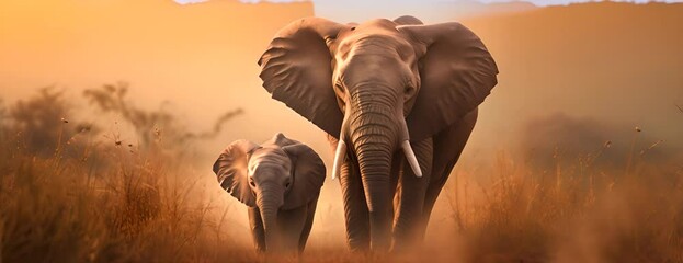 mother and baby elephant 4K Video