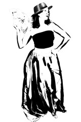 tango dance silhouette flamenco body movement isolated on transparent white background vector image.