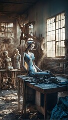 Factory of broken female mannequins - 755865846