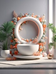 Bathroom decorated with flowers