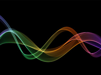 Black background with a curved bright wave. Color wave flow.