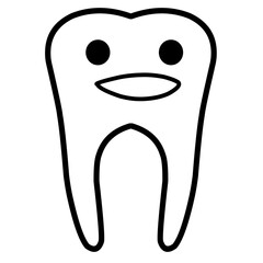 Hand Drawn Smiling Thooth, Outline Vector