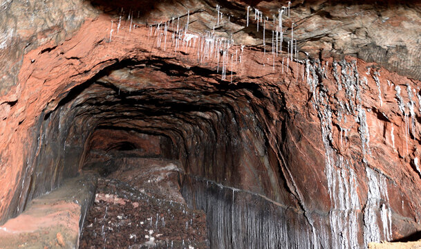 HIMALAYAN SALT IN KHEWRA SALT MINES IN PUNJAB IN PAKISTAN. 