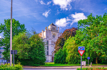 Saint Anne's Church Sint-Annakerk building Rundbogen architecture style on Sint-Annaplein square near green park in Ghent city historical center, East Flanders province, Flemish Region, Belgium