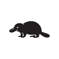 Curious Creations vector art: Vector Platypus Silhouette Collection, Minimalist Black platypus illustration.