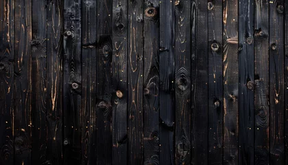 Gordijnen wood texture with natural pattern. dark wooden background, brown board, generative ai © AriyaniAI