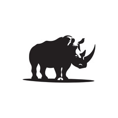 Majestic Guardians vector art: Vector Rhino Silhouette, Minimalist Black rhino illustration.
