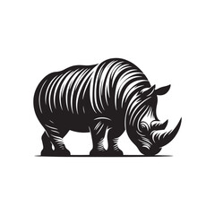 Majestic Guardians vector art: Vector Rhino Silhouette, Minimalist Black rhino illustration.