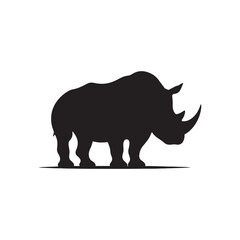 Majestic Guardians vector art: Vector Rhino Silhouette, Minimalist Black rhino illustration.