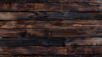 Deurstickers wood texture with natural pattern. dark wooden background, brown board, generative ai © AriyaniAI