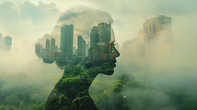 Sustainable environment concept. The image depicts human thinking towards preserving nature. generative ai 