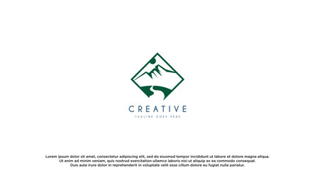 Minimalist Landscape Hills Mountain Peaks Vector logo design