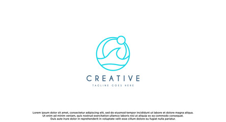 Simple Wave Logo isolated on Blue Background. Flat Vector Logo Design. Template Element.