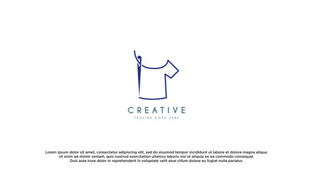 Sewing needle with cloth for tailor logo design vector inspiration.