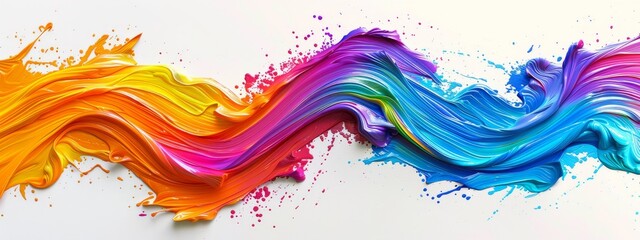 Color brush paint ribbon stroke swirl abstract splash background wave. Brush brushstroke color ribbon paint stroke flow shape wavy design paintbrush pen fluid rainbow element texture acrylic 3D line. © Максим Зайков