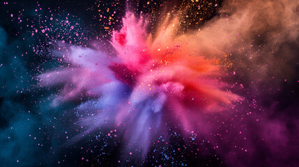 powder explosion on black background, generative ai