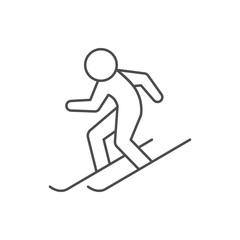 Skier riding line outline icon