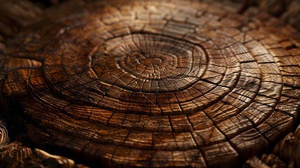 Warm gray cut wood texture. Detailed black and white texture of a felled tree trunk or stump. Rough organic tree rings with close up of end grain. Generative Ai - obrazy, fototapety, plakaty