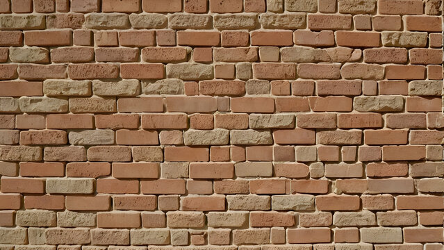 The background is made of a textured brick wall.