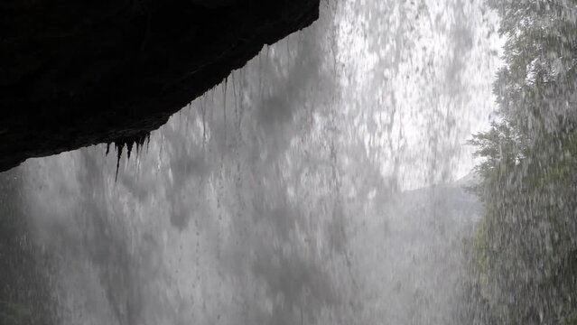 The spectacular view from behind the Giessbach Waterfall near Brienz, Switzerland.

