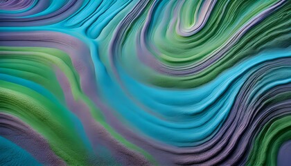 Swirls of green, blue, and purple dyed sand