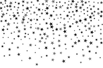 Abstract decorative pattern. Beautiful realistic banner with silver star of confetti on white background. Greeting card template. White background. Realistic vector illustration.