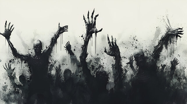 Zombie hands silhouette. generative ai 