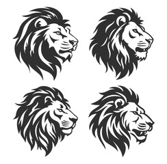 Naklejka premium black lion head logo silhouette set