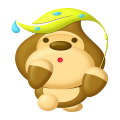 Cute Gorilla Wake up Character Icon Graphic Clipart Cartoon