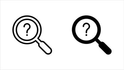 magnifying glass with question mark icon set. search sign vector illustration on white background