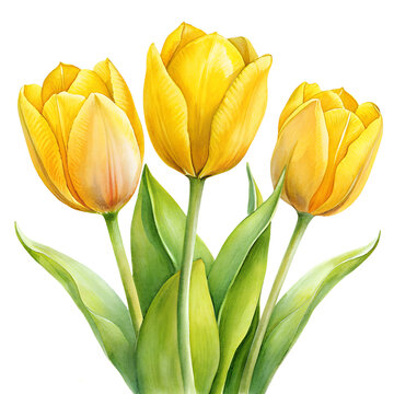 yellow tulips isolated on white
