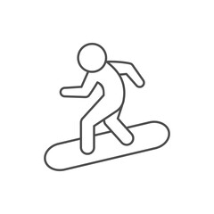 Snowboarder riding line outline icon