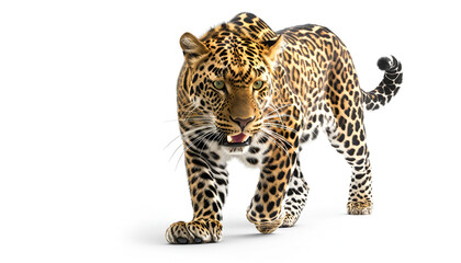 Naklejka premium leopard in front of white background