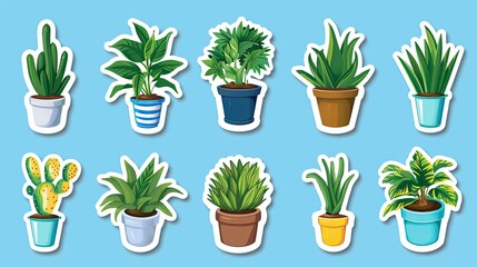 Collection of assorted potted plants stickers