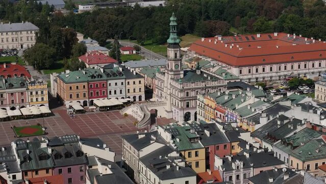 Beautiful Landscape Old Town Market Square Zamosc Aerial View Poland