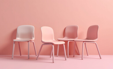 pink pastel classroom chairs are sitting up next to each other сreated with Generative Ai