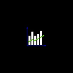 Profit growing icon. Growing graph icon graph sign. Chart increase profit on black background 