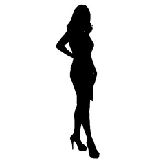 silhouette of a beautiful woman posing on a transparent background