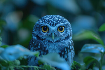 Obraz premium little owl at dusk in nature