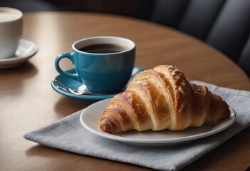 a portion of delicious croissants and a cup of coffee on the table