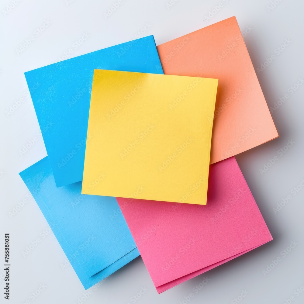 Poster plain sticky notes with copy space. blank adhesive memos for message and memo writing with empty pag
