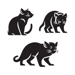 Fiery Frenzy: Vector Tasmanian Devil Silhouette for Wildlife and Nature-inspired Designs, Minimalist Black Tasmanian devil silhouette.
