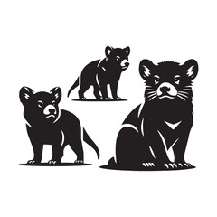 Fiery Frenzy: Vector Tasmanian Devil Silhouette for Wildlife and Nature-inspired Designs, Minimalist Black Tasmanian devil silhouette.