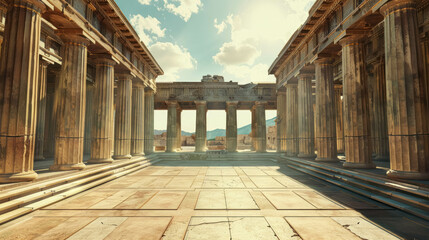 Lifelike Greek Temple Battlefield For Battles Video Game, Fighting Video Game Background, Digital Visuals for Game, Video Game Arena Background, 3D Roman Temple Background