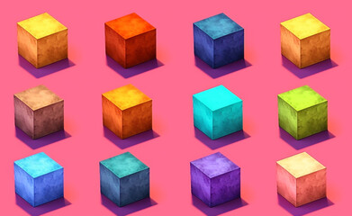 boxes, identical, same shape and color, one box is different, different shape or color сreated with Generative Ai